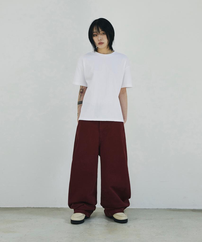 SCALLYWAG [Ryu Jung-Ran × Skelly Wung] Pull Up Straight Cotton Pants [Wine]