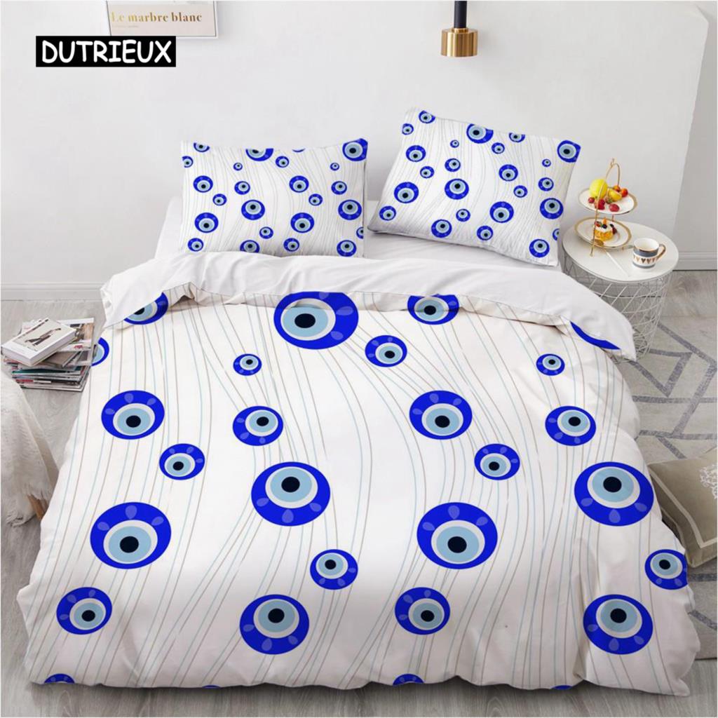 Mandala Duvet Cover Set Hamsa Hand with Inner Eye Evil Eyes Eastern Art Print Twin Bedding Set Teens King Polyester Quilt Cover