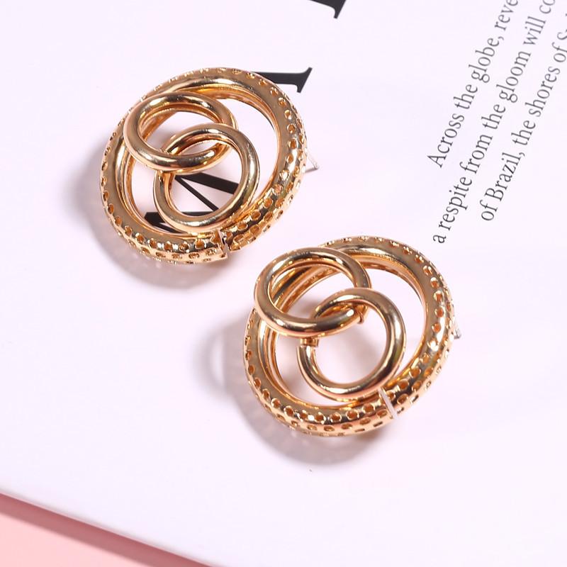 Fashion Exaggerated Circle Stud Earrings, Punk Style Geometric Earrings, Metal Ear Jewelry