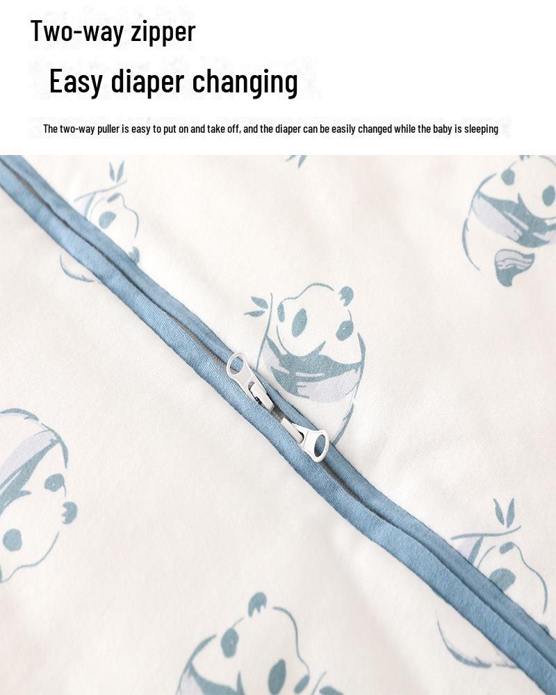 Sac de dormit gros din bumbac pentru bebeluși toamnă/iarnă cu design anti-lovire cu picioare despărțite și fermoar