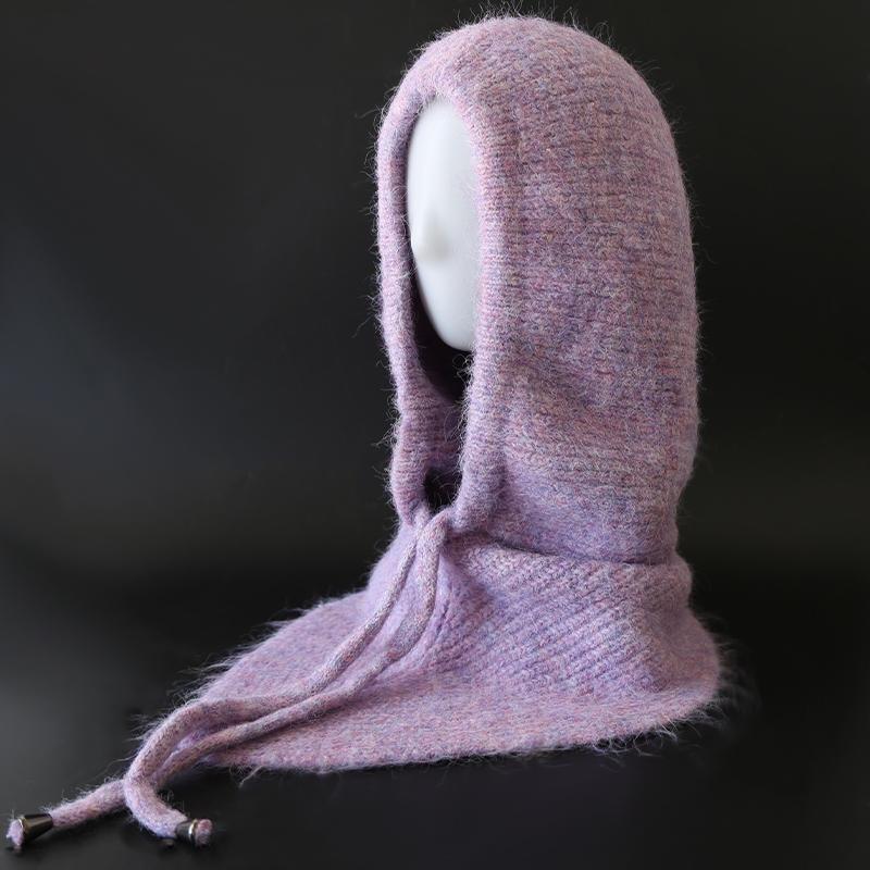 Winter Balaclava Hat Scarf for Women Knitted Hooded Caps Outdoor Warm Slouchy   Warm Skiing Hat Outdoor Ear Protection Beanies