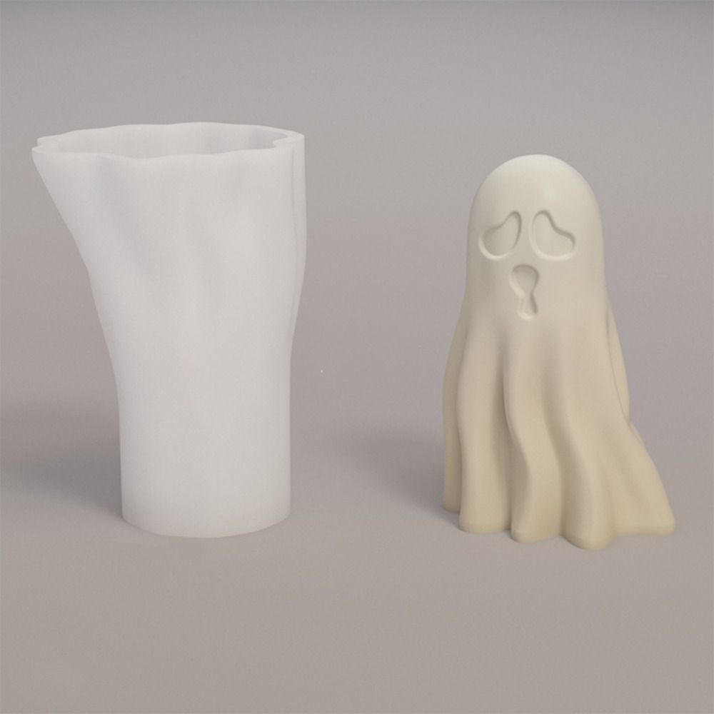 

Durable Ghost Candle Mold Silica Gel Halloween DIY Mold Silicone Mold for Candles Candle Making Style A