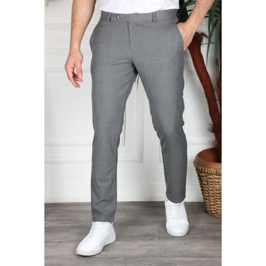 Men's Cream Color Italian Cut Quality Flexible Lycra Ankle Length Fabric Trousers