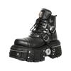 Dark Gothic Chunky Platform Leather Combat Boots Handmade Punk Ankle Boots for Women