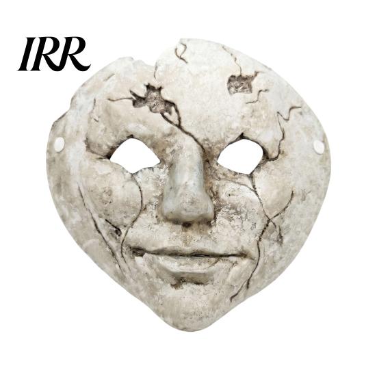 Masque d'Horreur Style Rétro Ancien Masque de Visage Fissuré pour Halloween, Mousse Respirante Légère Trous pour les Yeux Sinistres avec Sangle Réglable Accessoires Effrayants, pour