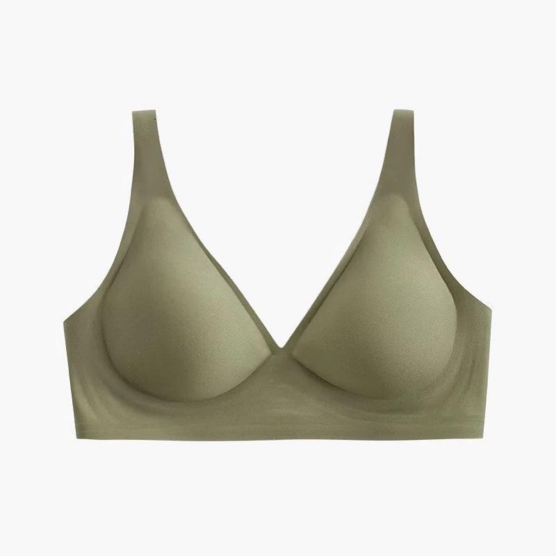 New Seamless Jelly Underwear Women's Deep V Thin Soft Support Comfort Big Chest Small Sexy Bra Cover