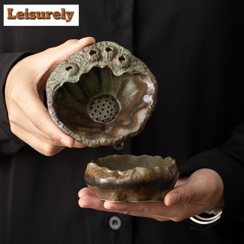 Chinesischer Brennwechsel Cyan Keramik Tee-Infuser Zen Teesieb Haushalt Teezubereitung Teefilter Teeservice Ausrüstung Sammlung