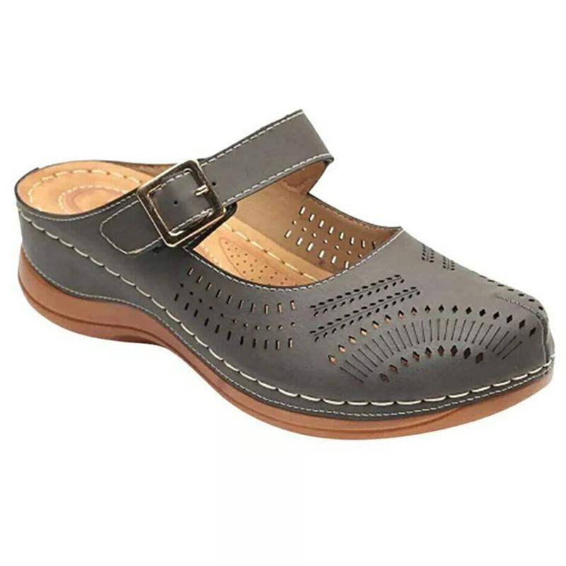 New Women's Flat Shoes Women's Round Toe Closed Toe Sandals Women's Slippers Anti Slip Retro Shoes