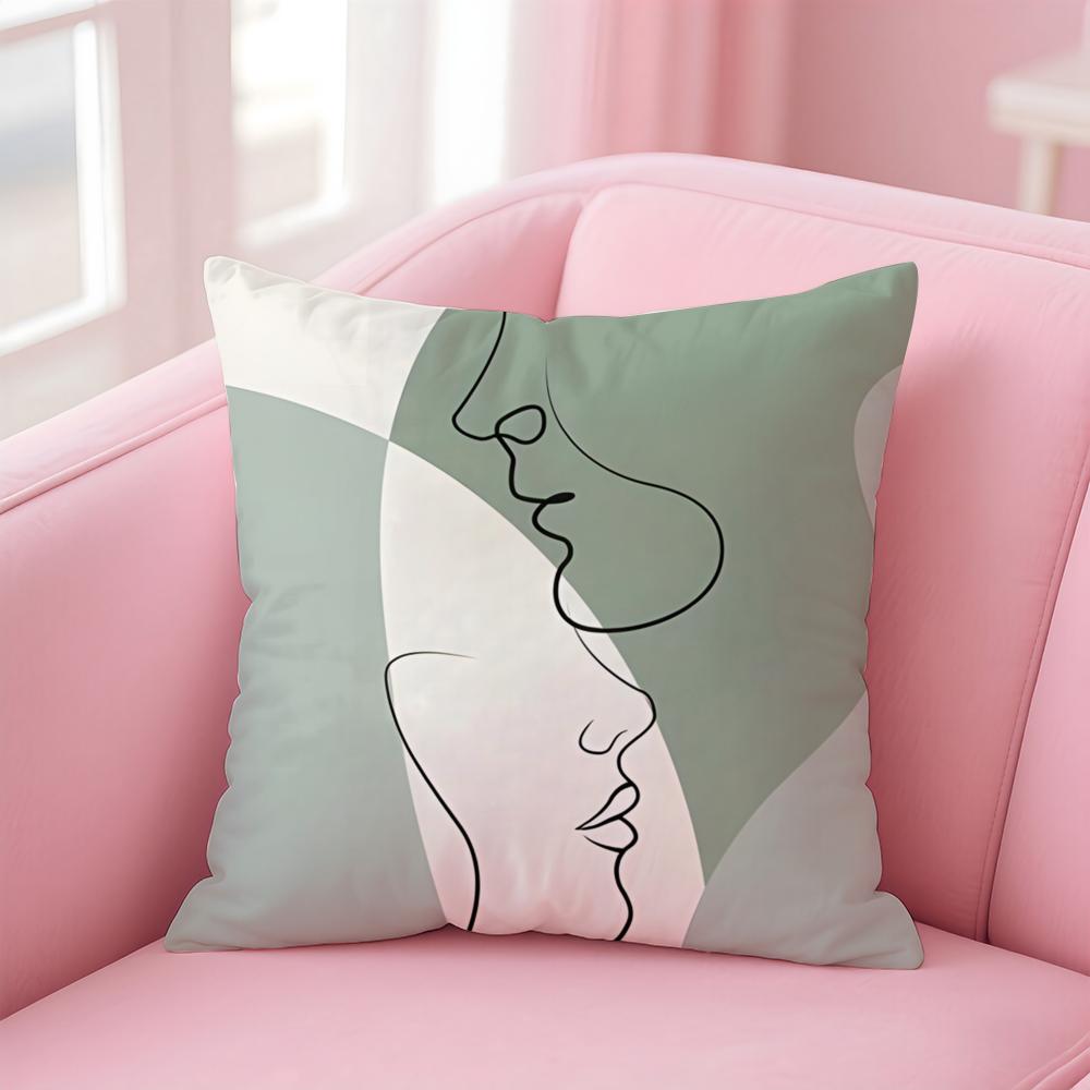Simple And Stylish Green Geometry Cushion Cover Pillow Case Soft Friendly Fabric & Concealed Zipper