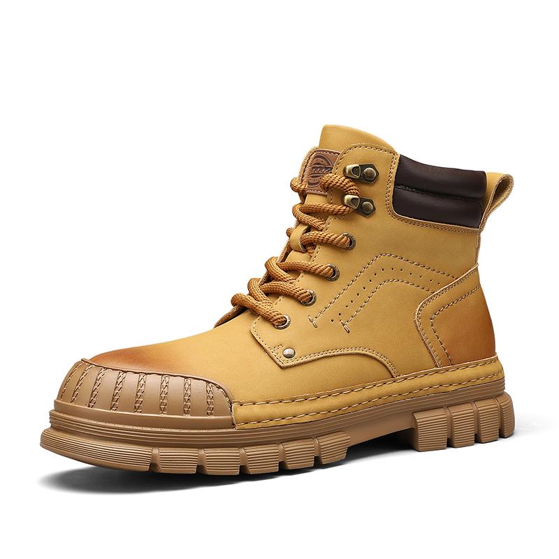Stivali in Vera Pelle da Uomo Inverno Nuovi Outdoor Abbigliamento da Lavoro Scarpe Stile Britannico Casual High-Top Stivali da Moto Uomo Autunno Inverno