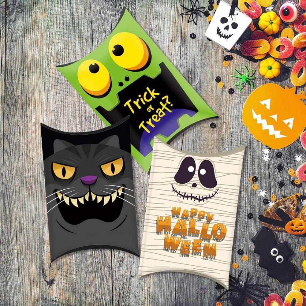 

12pcs Paper Ghost Candy Treat Boxes Pumpkin Snack Cookies Packaging Bag Chocolate