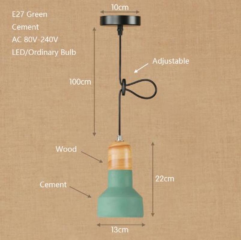 Lustre pequeno moderno industrial de cimento madeira maciça restaurante cozinha café bar
