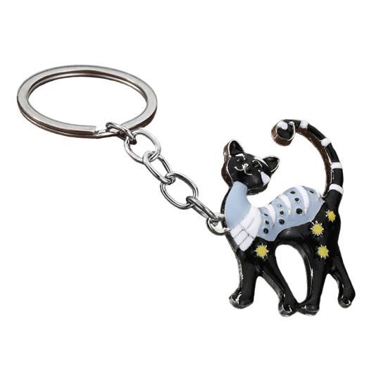 Cat Keychain Pendant Lightweight Metal Keychain Creative Enamel Cat Keyring Portable Key Chain Bag Charms Fun Accessories Gifts