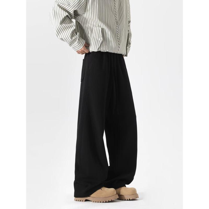 Men American Retro Heavyweight Patchwork Wide Leg Casual Sports Sweatpants