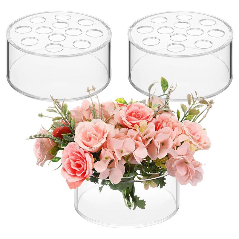 M-Modern-Acrylic Floral Centerpiece For Dining Table Decorations Wedding Round Flower Vase 12 Holes Centerpiece Vases