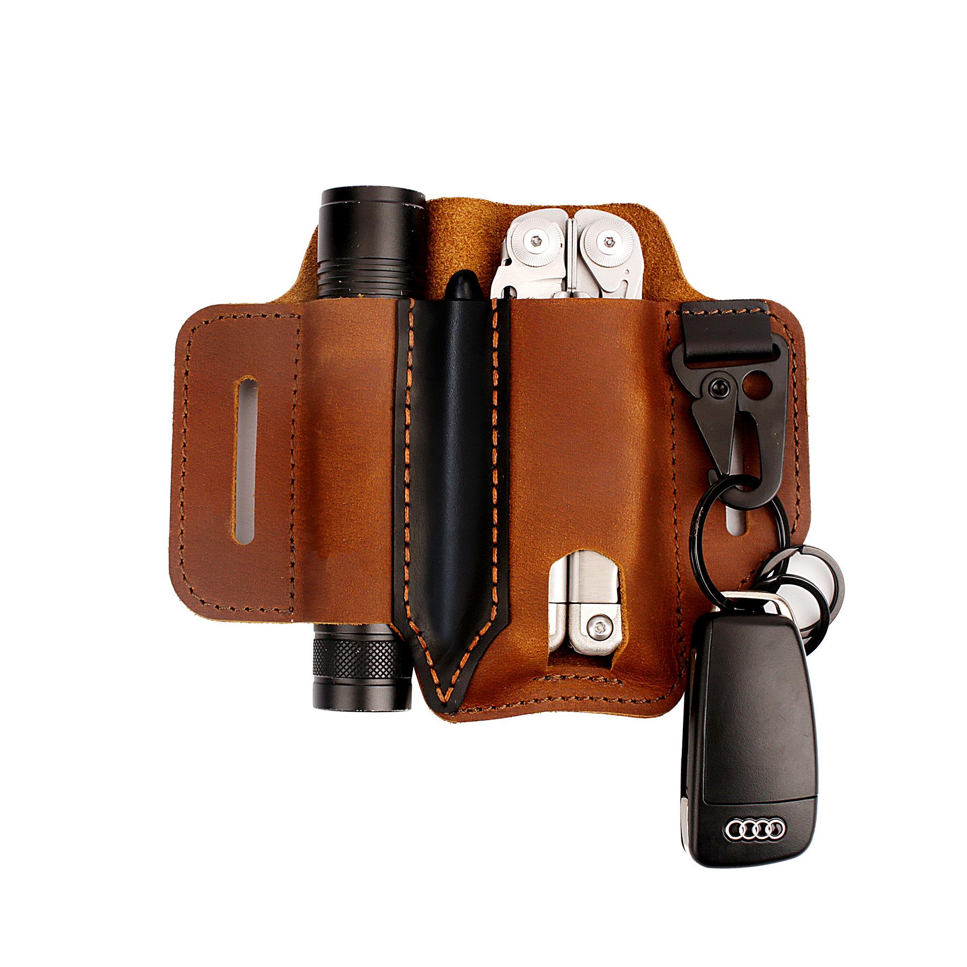 

Cowhide Toolkit Belt Cover Waist Bag Belt Multifunctional Portable Going Out Bag Storage Exquisite High-End коричневый