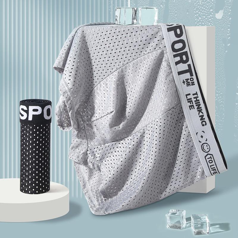 6 Pcs Men's Underwear Men's Ice Silk Mesh Boxers Breathable Mesh Four-corner Pants Pants Youth Shorts