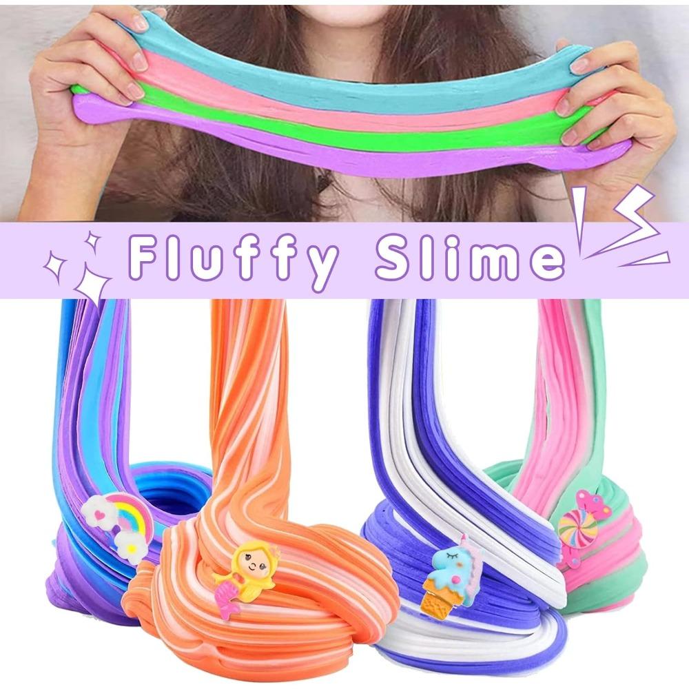 Butter Slime Kit 6 Pack Party Favors for Kids Colorful Stress Relief Toy for Girls Soft DIY Slime Surprise Toy with Charm Gift