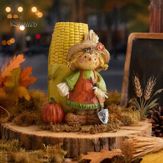 Autumn Harvest Home Decorations Figurine Ornament, Decorative Resin Statue, Turkey/Scarecrow/Pumpkin Collectibles for Halloween Tabletop Centerpiece