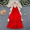Seaside Vacation Style Sling Dress Women's Summer Mesh Sense of Atmosphere Loose Backless Design Accessible Luxury Beach Dress