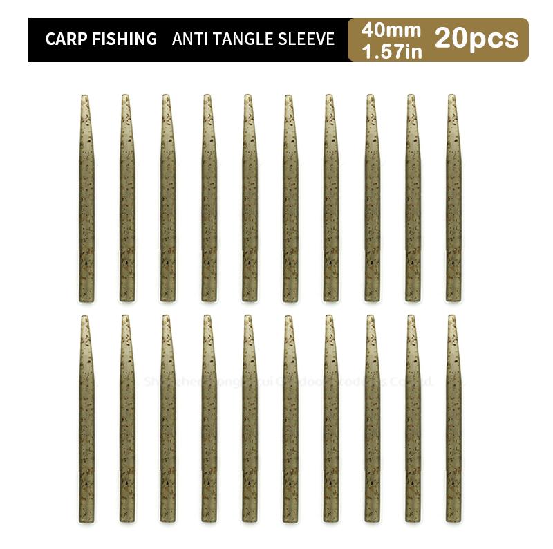 20pcs Carp Fishing Rubber Anti Tangle Sleeve Fit With QC Swivel Size 8 40/60mm For Carp Fishing End Tackle Accessories