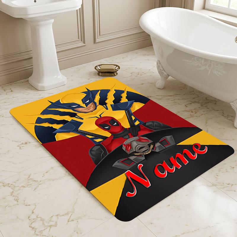 Personalized Name Wolverine Deadpool Living Room Non-Slip Area Rug Soft Carpet for Bedroom Kids Playroom Sofa Office Home Decor Doormat