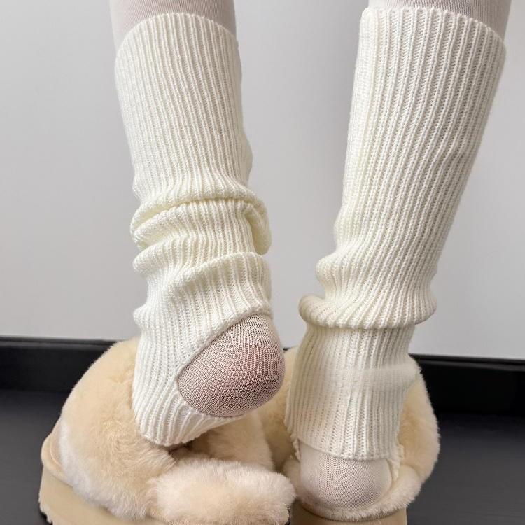 New Autumn And Winter Knitted Socks Cover Jk Stacking Socks Cover Men And Women Vertical Pattern Thin Y2K Warm Leg Cover With Snow Boots