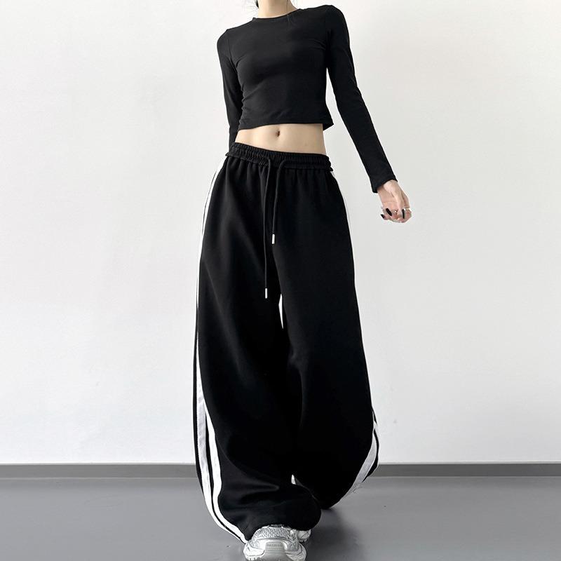 Rosa Jogginghose für Mädchen, Herbstmode für Damen, Neue Koreanische High-Waist Kleidung, Lockere Studenten-Weitbeinige Hosen