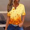Damen Casual Kurzarm Hemdbluse mit Knopfleiste und Ahornblatt-Print