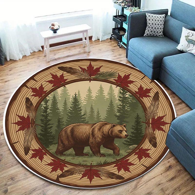 Stumpanimals Round Area Rug,Carpet Rug for Living Room Bedroom Sofa Playroom Decor,Non slip Floor Mat