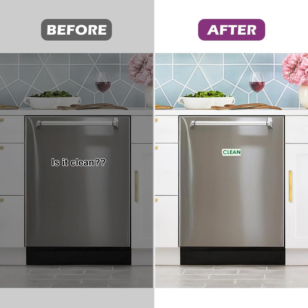 Magicfour Dishwasher Clean Dirty Sign, Adhesive Flip Sign for Dishwashers, Easy to Read for Kitchen Storage and Decoration Accessories (1 Pack)