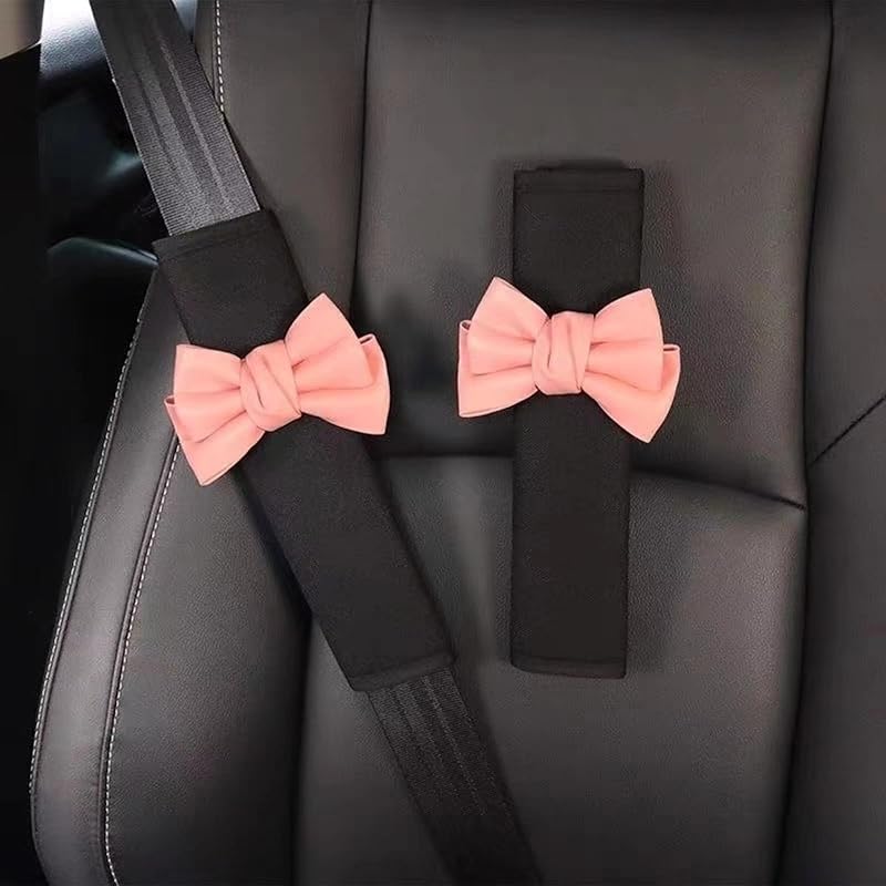 2 Pack Car Seat Belt Covers with Cute Bow,Leather Seat Belt Cover Pad,Seatbelt Shoulder Strap Pads Covers for Shoulder Protector for Adults Kids,Car 2PCS