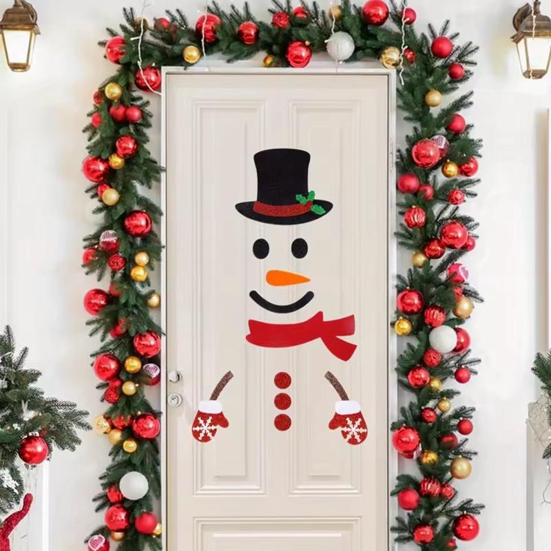 Christmas Door Window Stickers Cartoon Large Snowman Home Room Wall DIY Decals 2026 New Year Winter Party Decoration Supplies