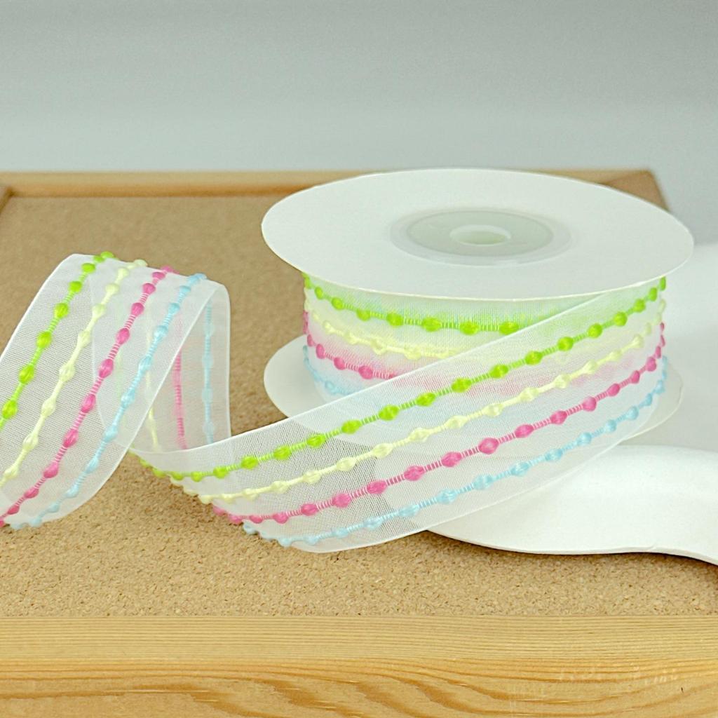 Spring Macaron Organza Ribbon - Semi-transparent Silk for Gift Wrapping, Floral Décor, and Baking Decoration