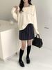 2026 Autumn Korean Style Elegant Beaded Lapel One-Shoulder Knit Sweater