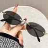 Rimless Sunglasses Rectangle Fashion Popular Women Shades Small Square Eyeglasses for Female Male Summer Traveling Oculos