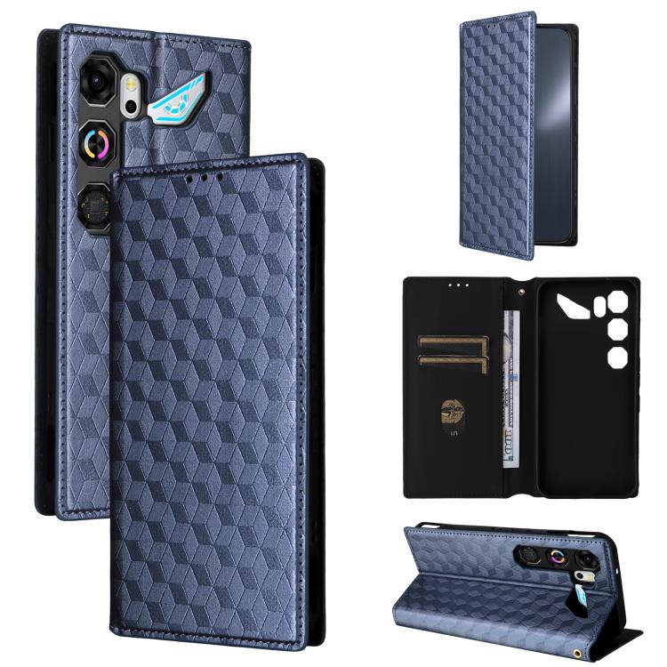 Cubic Grid Texture Flip Leather Phone Case