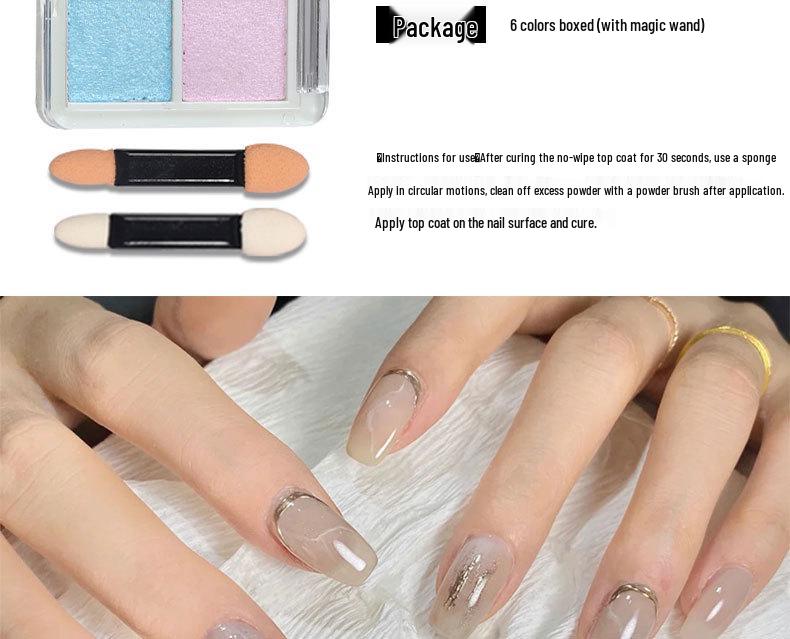 6-Color Magic Mirror Powder Set: Ultra-Bright Nail & Eyeshadow Palette with Aurora and Gold Ripple Effects