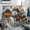 Snowman Print Flannel Blanket, High quality Comfortable for All Seasons, Home Decor, Warmth and Comfort, Perfect for Christmas Gifts