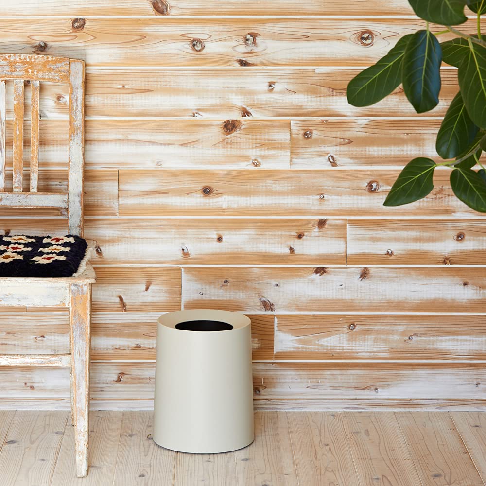 ideaco TUBELOR HOMME Sand White Round Trash Can, 11.4L, 26cm Diameter x 31.5cm Height