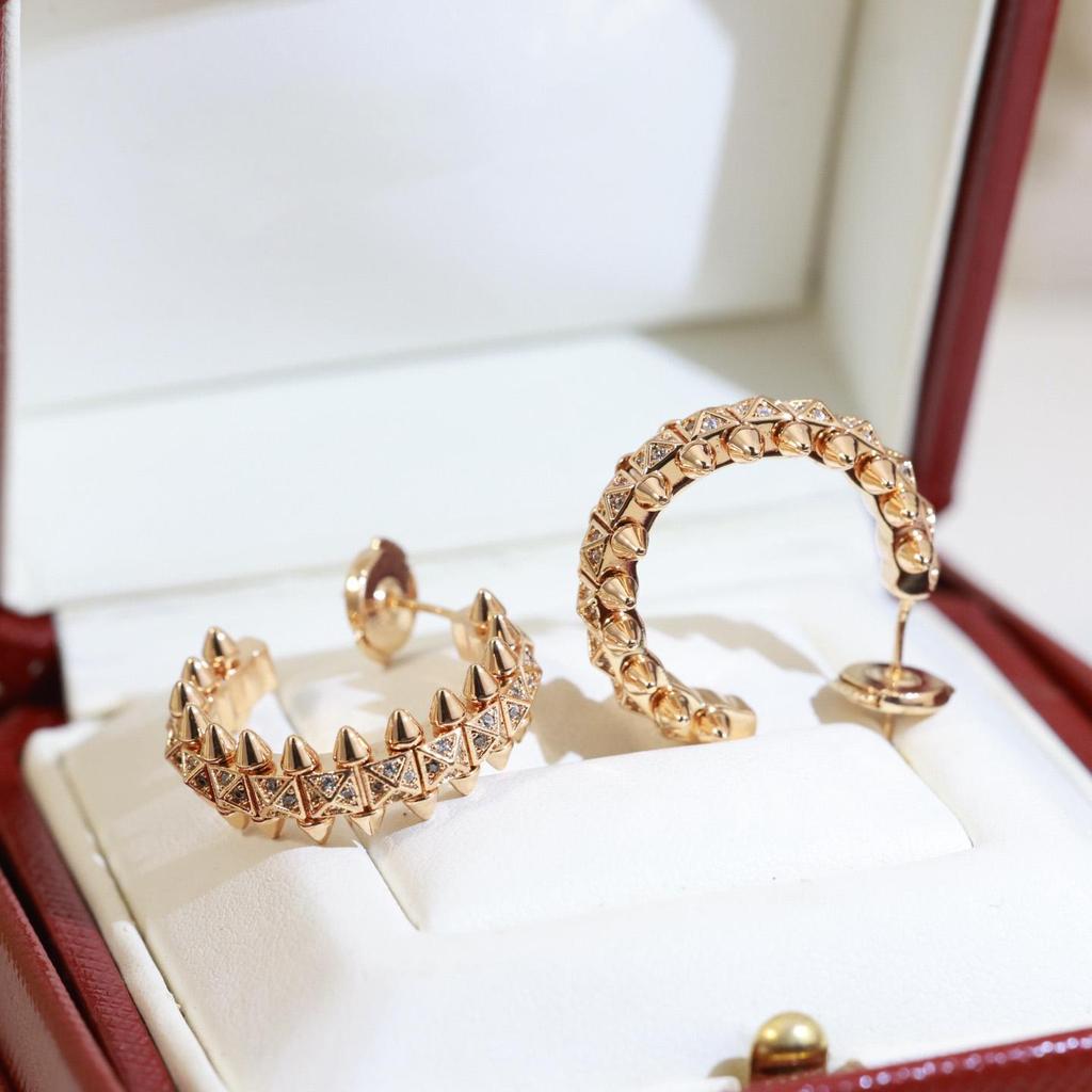 Rivets, Earrings Three Color V Material Original Logo Electroplating 18K Daily Outfit for Birthday Party Ear Studs