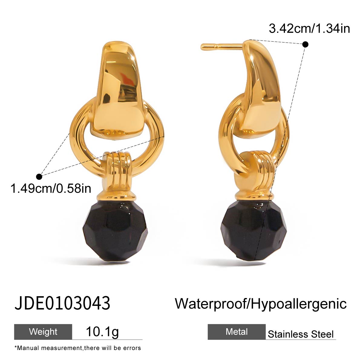 

Youthway Black Crystal Door Knob Dangle Drop Earrings High Quality Anti Allergic Stainless Steel Elegant Ears Jewelry Gift