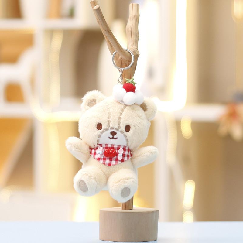 Cute Bear Plush Keychain With Soft Short Pile For Bags And Kids Decor