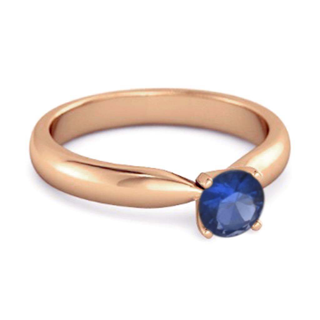 Klassischer Solitärring mit blauem Saphir - 925 Sterlingsilber Roségold Vergoldung