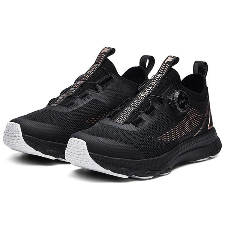 FILA Athletics Comfortable Versatile Fabric Low-Top Running Shoes Women sneaker Black Gold A12W022210FBK