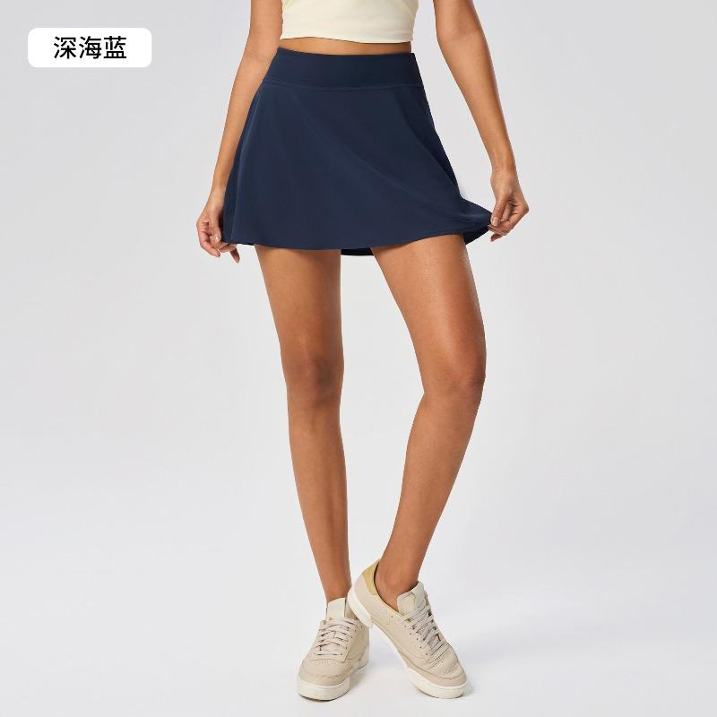 Sports skirt A-shaped version women's high waist hip yoga pants outdoor fitness tennis skirt with pocket D