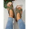 Damen Übergröße Neue Sommer Schnalle Peep Toe Flache Mode Europäisch Amerikanischer Stil Strand Kreuzriemen Sandalen