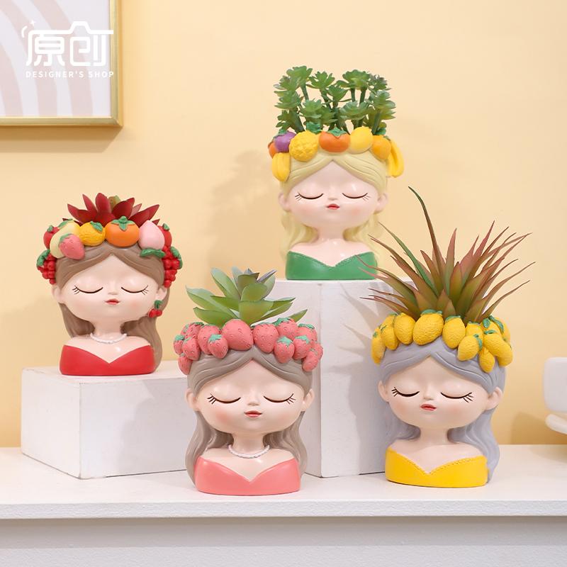 Cute Girl Flower Pot for Succulents, Decorative Planters Girls Portrait Garden Pots for Home Decor Desktop Ornamentpotsforplants