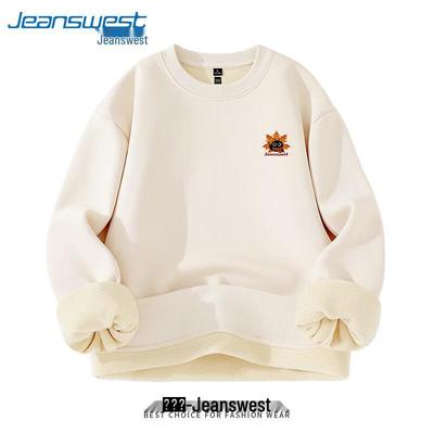 Jeanswest Men's Winter Fleece-Lined Round Neck Sweatshirt
