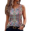 Women’s Sleeveless U Neck Button Front Floral Print Casual Relaxed Fit Tank Top Lightweight Soft Fabric Blouse Shirt